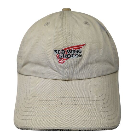 Red Wing Shoes Strapback Hat Tan One Size Adjustable Embroidered 6 Panel Cotton - Picture 1 of 9